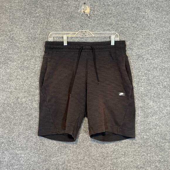 Nike Shorts Mens Large Black Sweatshorts Fleece Swoosh Stretch Comfort Casual - Picture 1 of 6